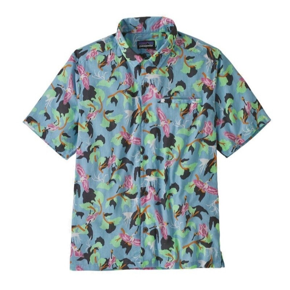 Patagonia AC Lightweight Shirt Mens M Spoonbills Camp Pocket Cotton Hemp